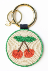 Kelsey Cherries Seed Bead Bag Accessory Key Ring Red