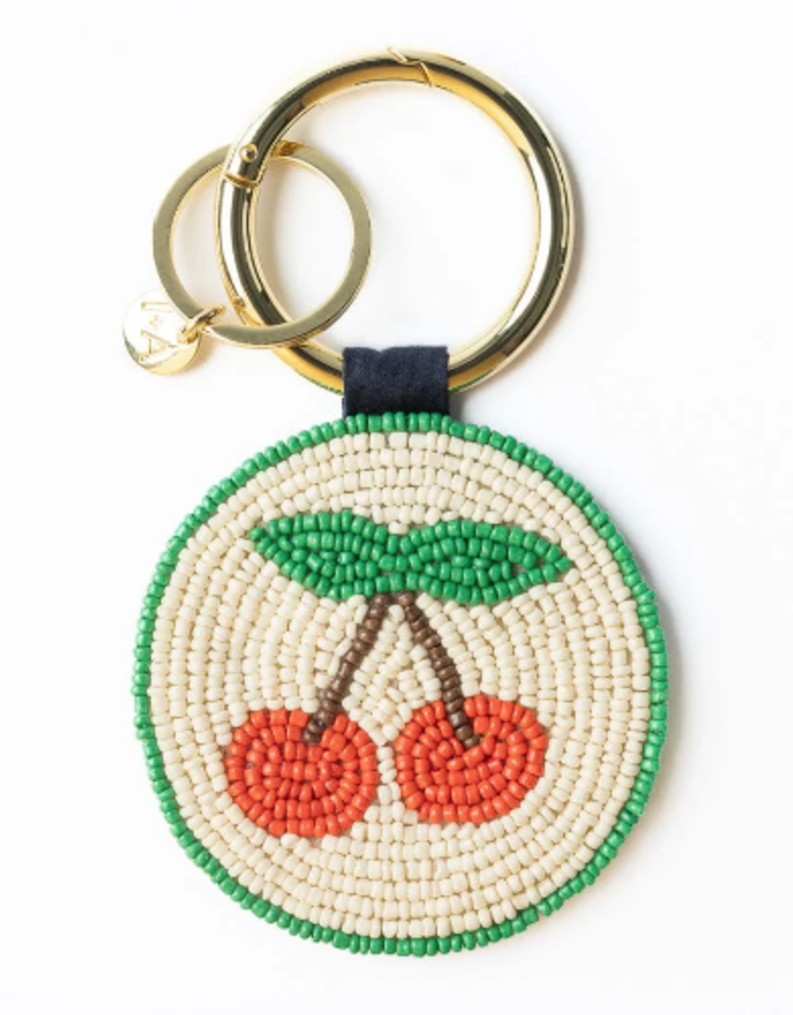 Kelsey Cherries Seed Bead Bag Accessory Key Ring Red