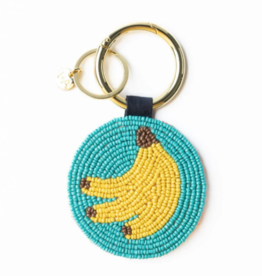 Kelsey Bananas Seed Bead Bag Accessory Key Ring Red