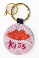 Kelsey Kiss Seed Bead Bag Accessory Key Ring Red