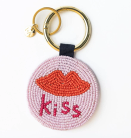 Kelsey Kiss Seed Bead Bag Accessory Key Ring Red