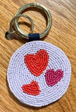 Kelsey Kiss Seed Bead Bag Accessory Key Ring Red