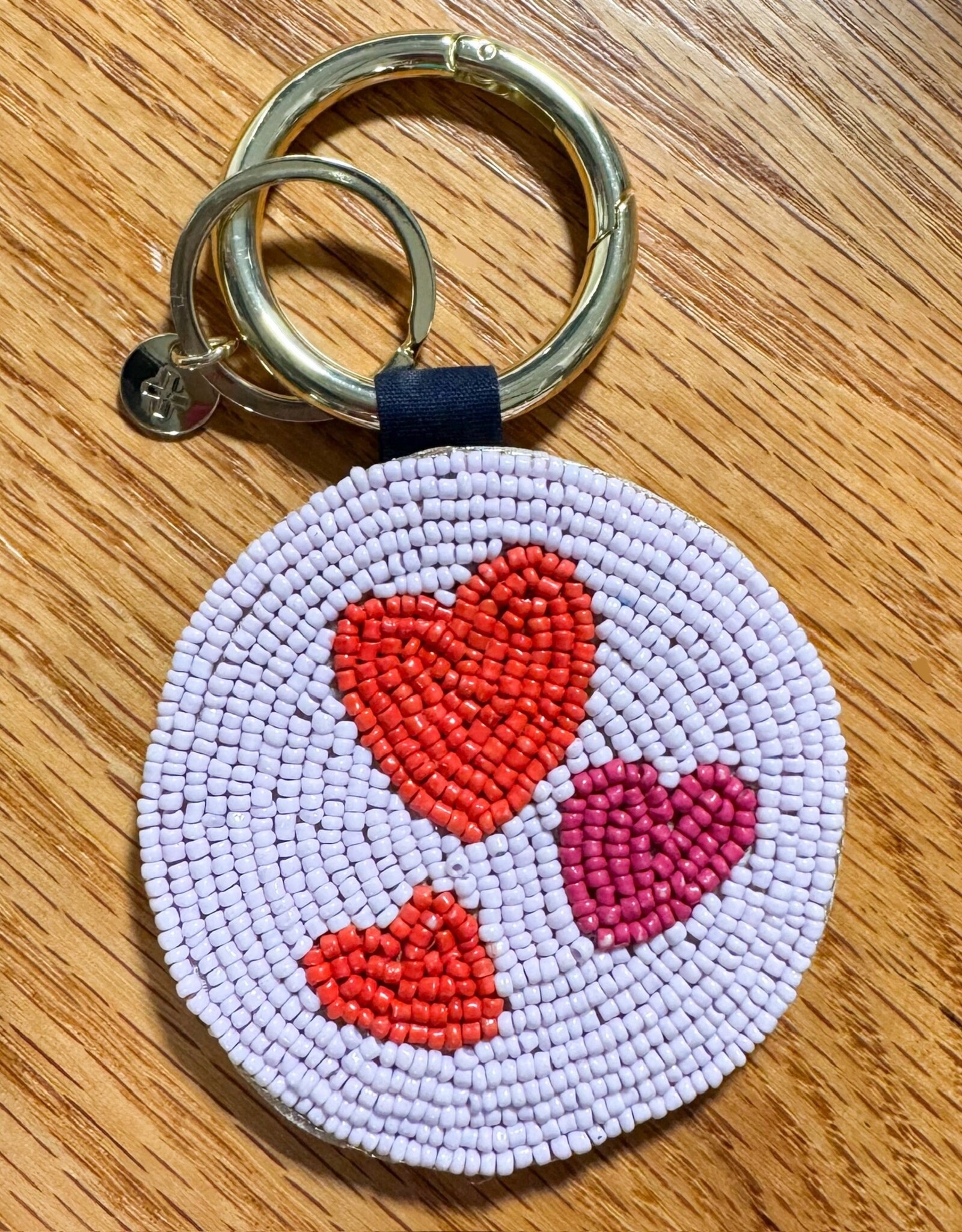 Kelsey Kiss Seed Bead Bag Accessory Key Ring Red