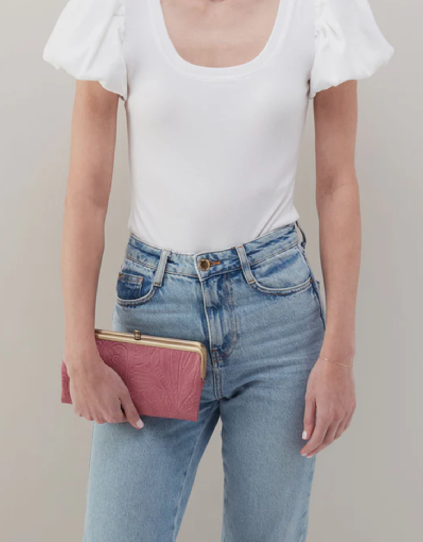 Lauren Clutch Wallet Mauve Embossed