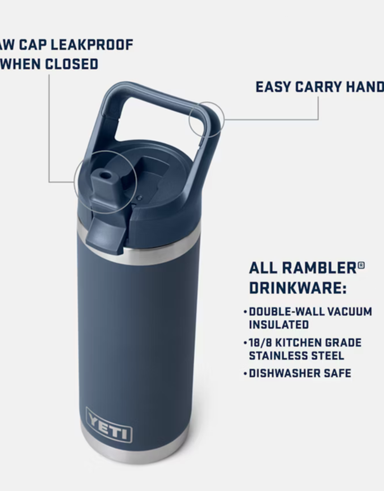 Rambler 18oz Straw Bottle Navy
