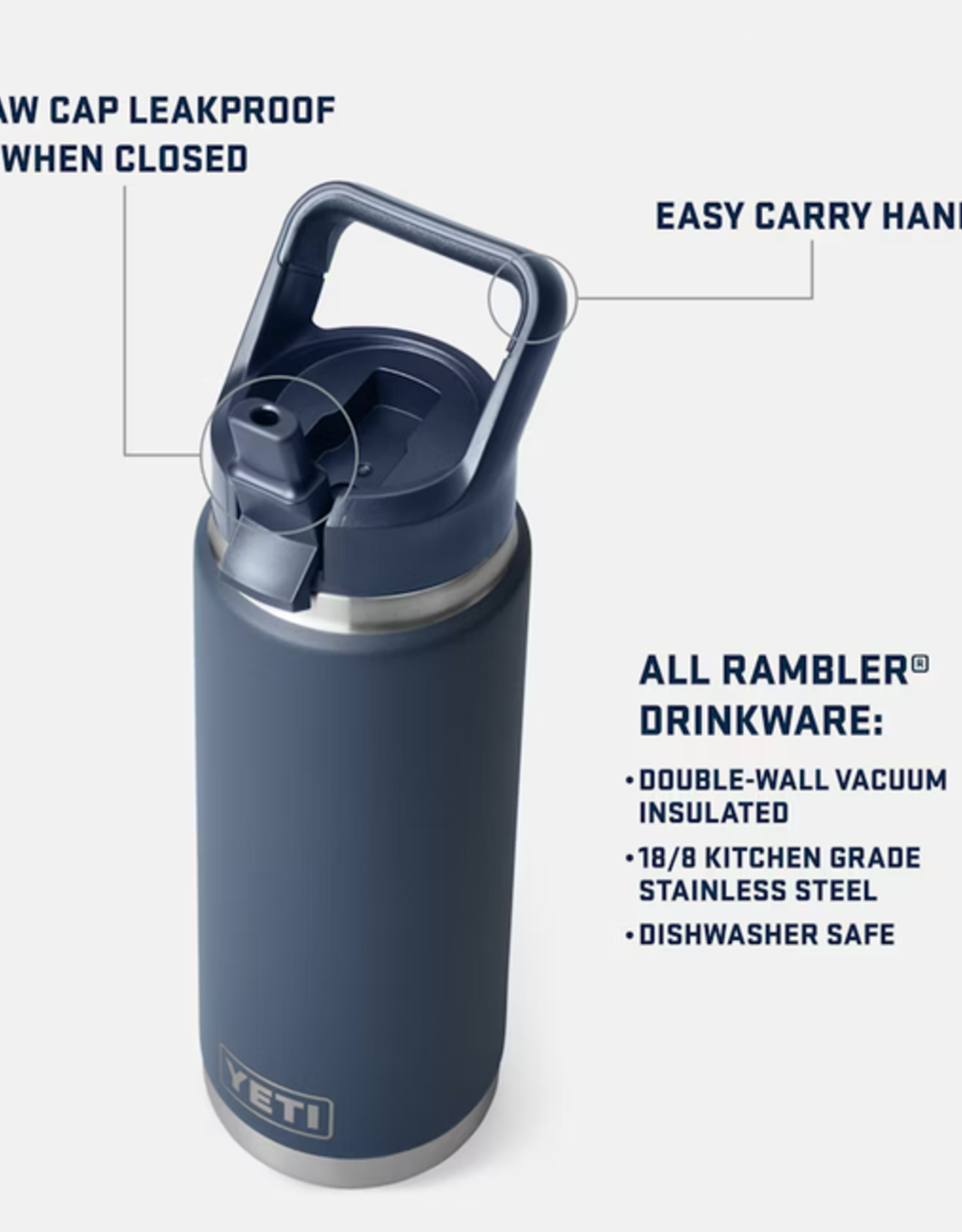 Rambler 26oz Straw Bottle Navy