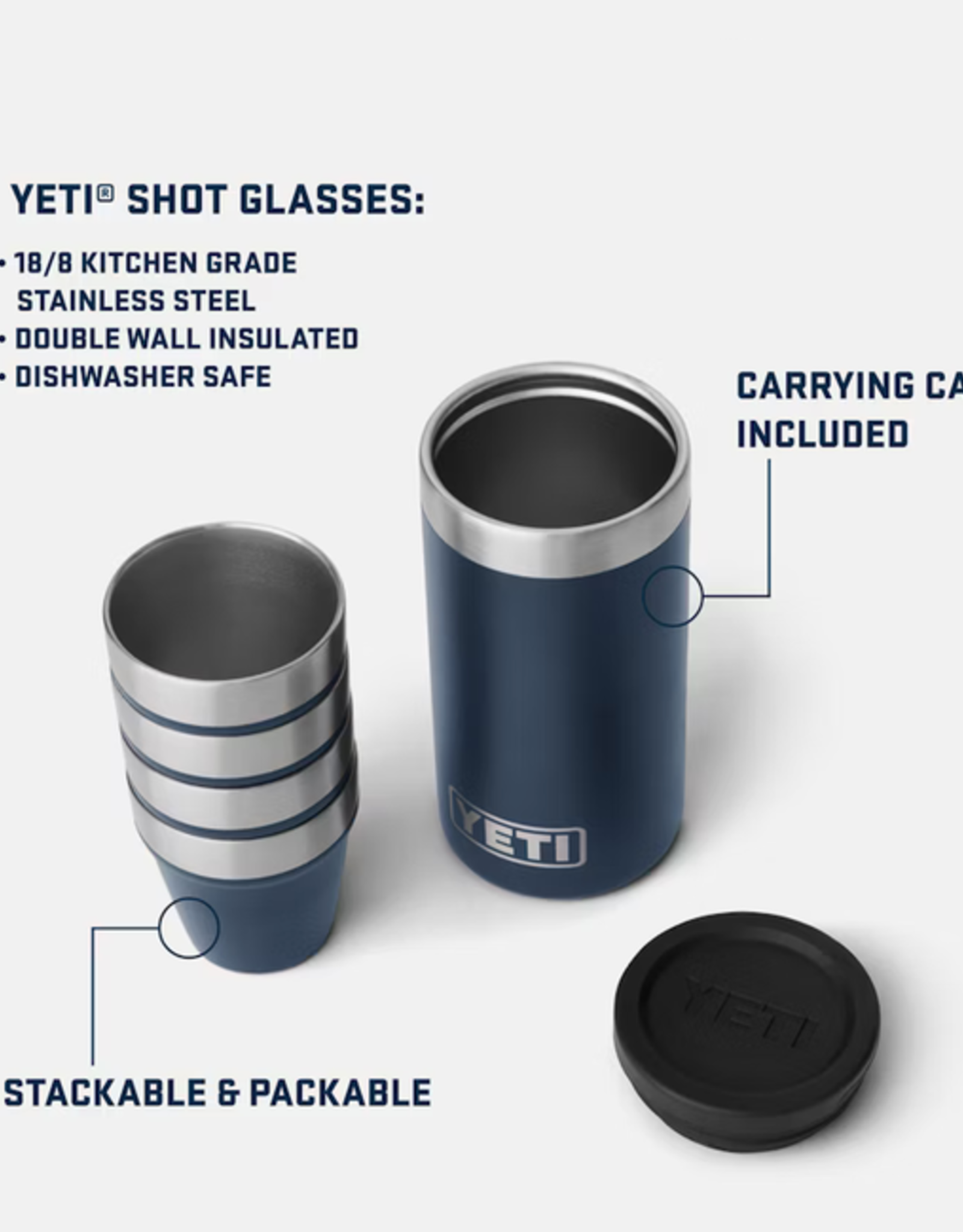 Yeti Shot Glasses & Case Navy