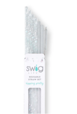 Swig Bride To Be + Silver Glitter Reusable Straw Set
