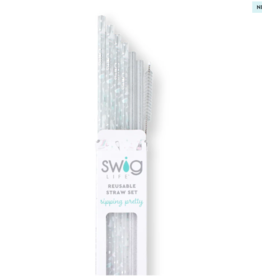 Swig Bride To Be + Silver Glitter Reusable Straw Set