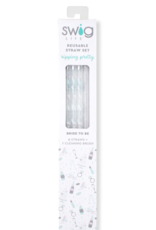 Swig Bride To Be + Silver Glitter Reusable Straw Set