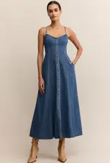 Z Supply Angel Eyes Denim Midi Dress Medium Indigo
