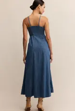 Z Supply Angel Eyes Denim Midi Dress Medium Indigo