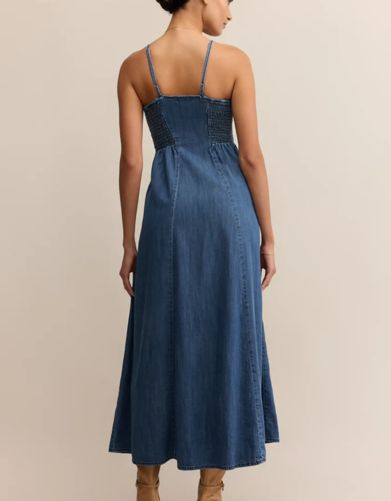 Z Supply Angel Eyes Denim Midi Dress Medium Indigo