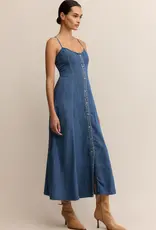 Z Supply Angel Eyes Denim Midi Dress Medium Indigo