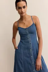 Z Supply Angel Eyes Denim Midi Dress Medium Indigo