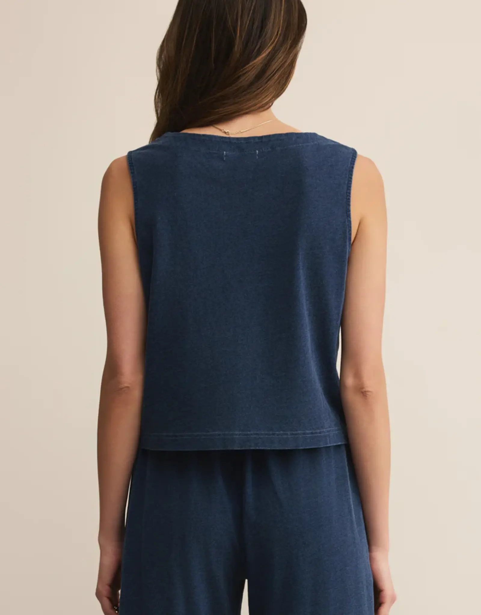 Z Supply Solace Jersey Denim Top Indigo