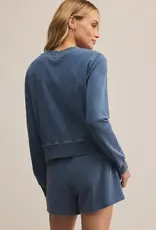 Z Supply Daily Knit Denim Cardigan Vintage Indigo