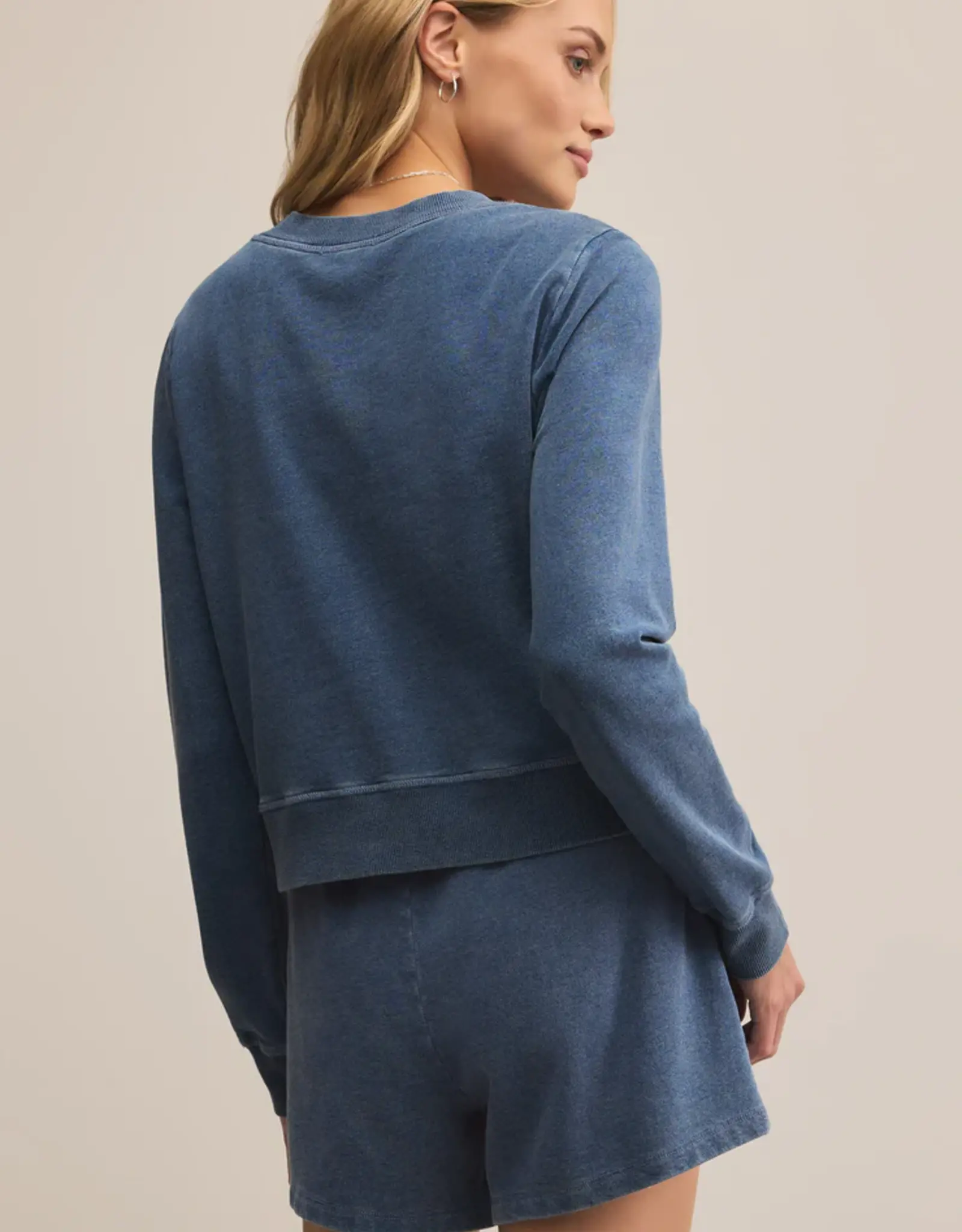 Z Supply Daily Knit Denim Cardigan Vintage Indigo