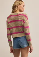Z Supply Broadbeach Striped Sweater Biscuit