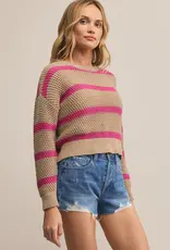 Z Supply Broadbeach Striped Sweater Biscuit