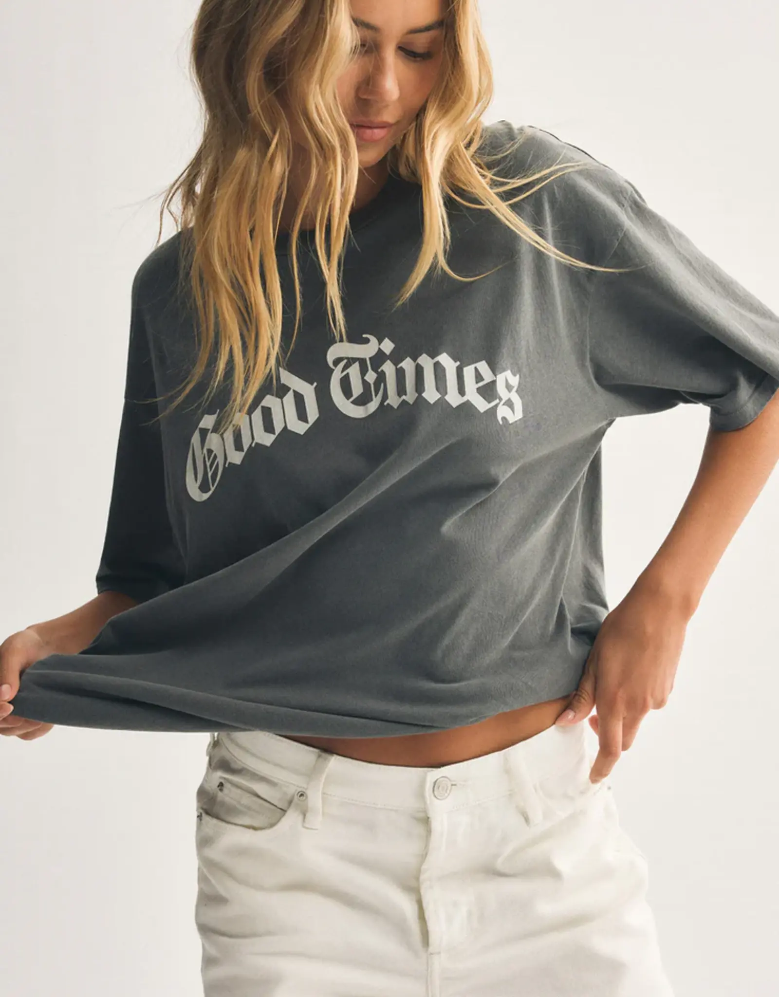 Z Supply Good Times City Tee Charcoal Moon