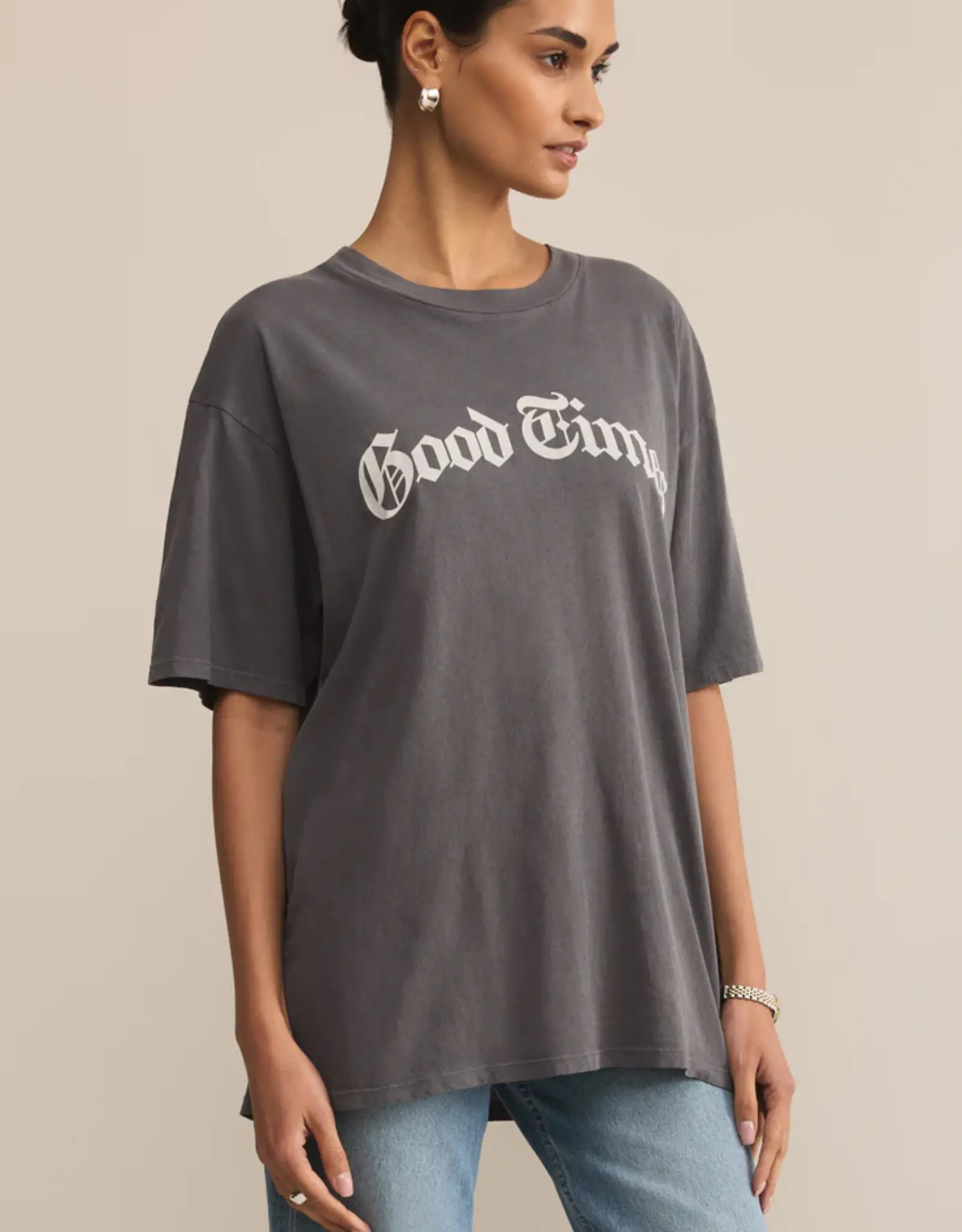 Z Supply Good Times City Tee Charcoal Moon