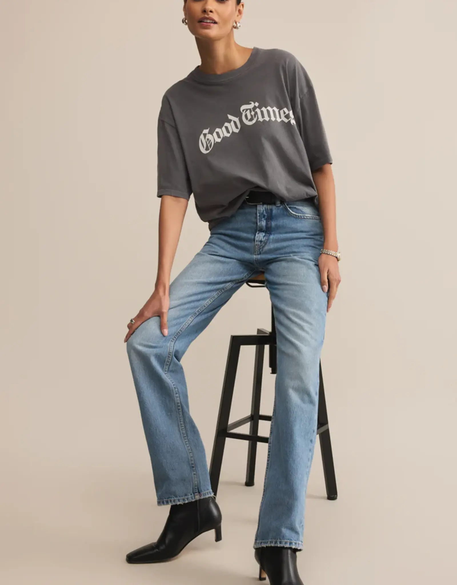 Z Supply Good Times City Tee Charcoal Moon
