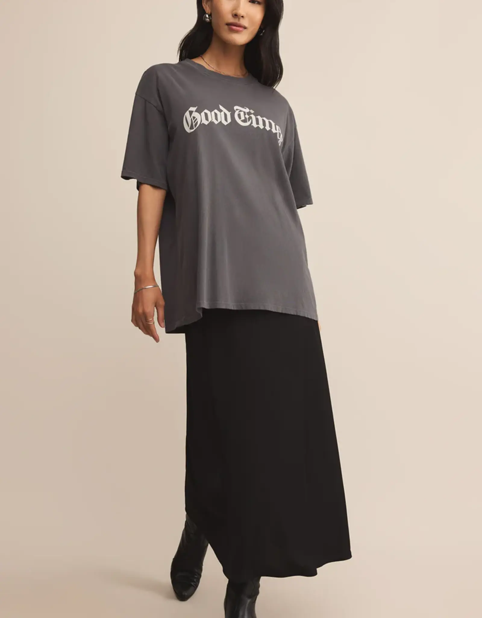 Z Supply Izabel Luxe Satin Skirt Black