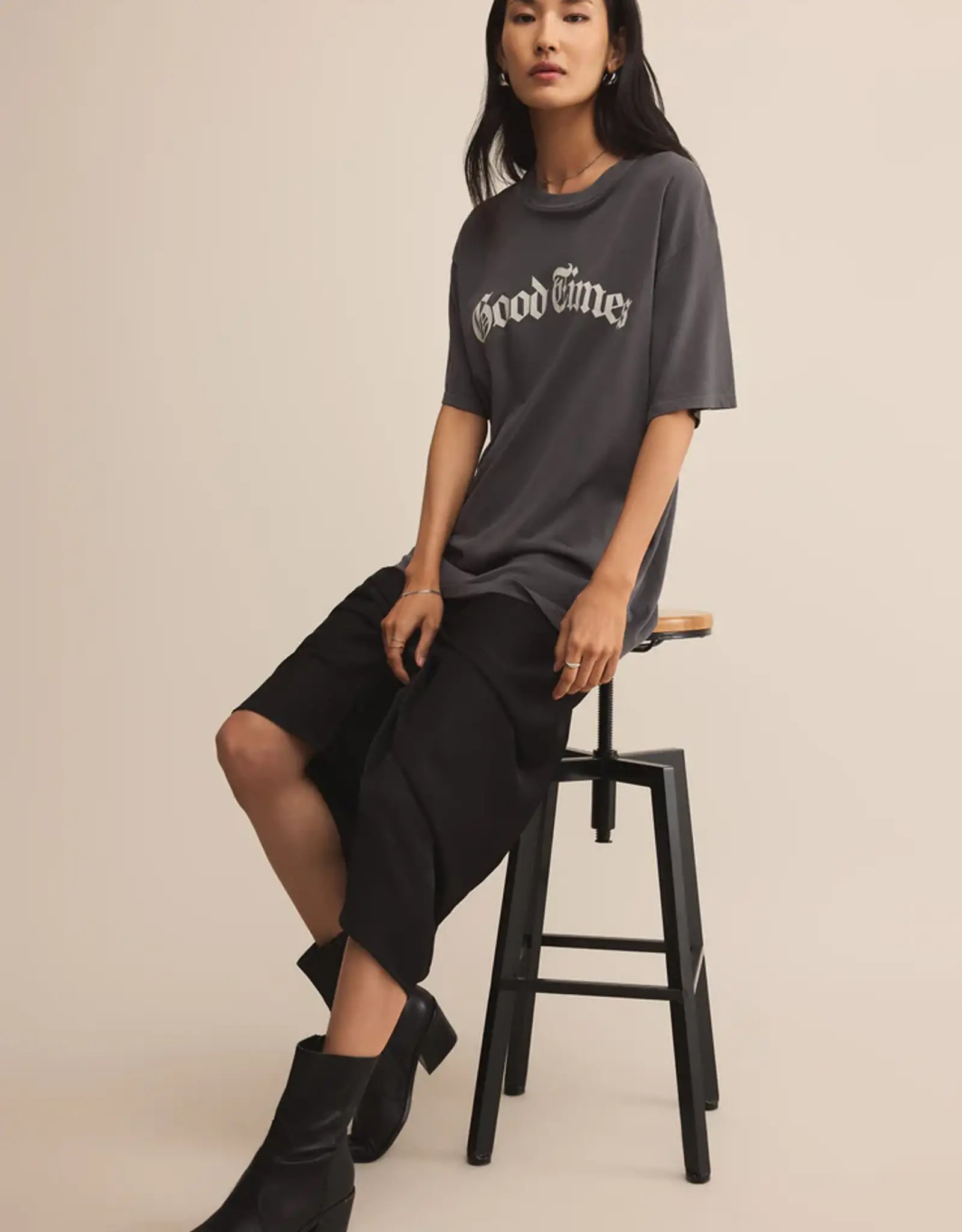 Z Supply Izabel Luxe Satin Skirt Black