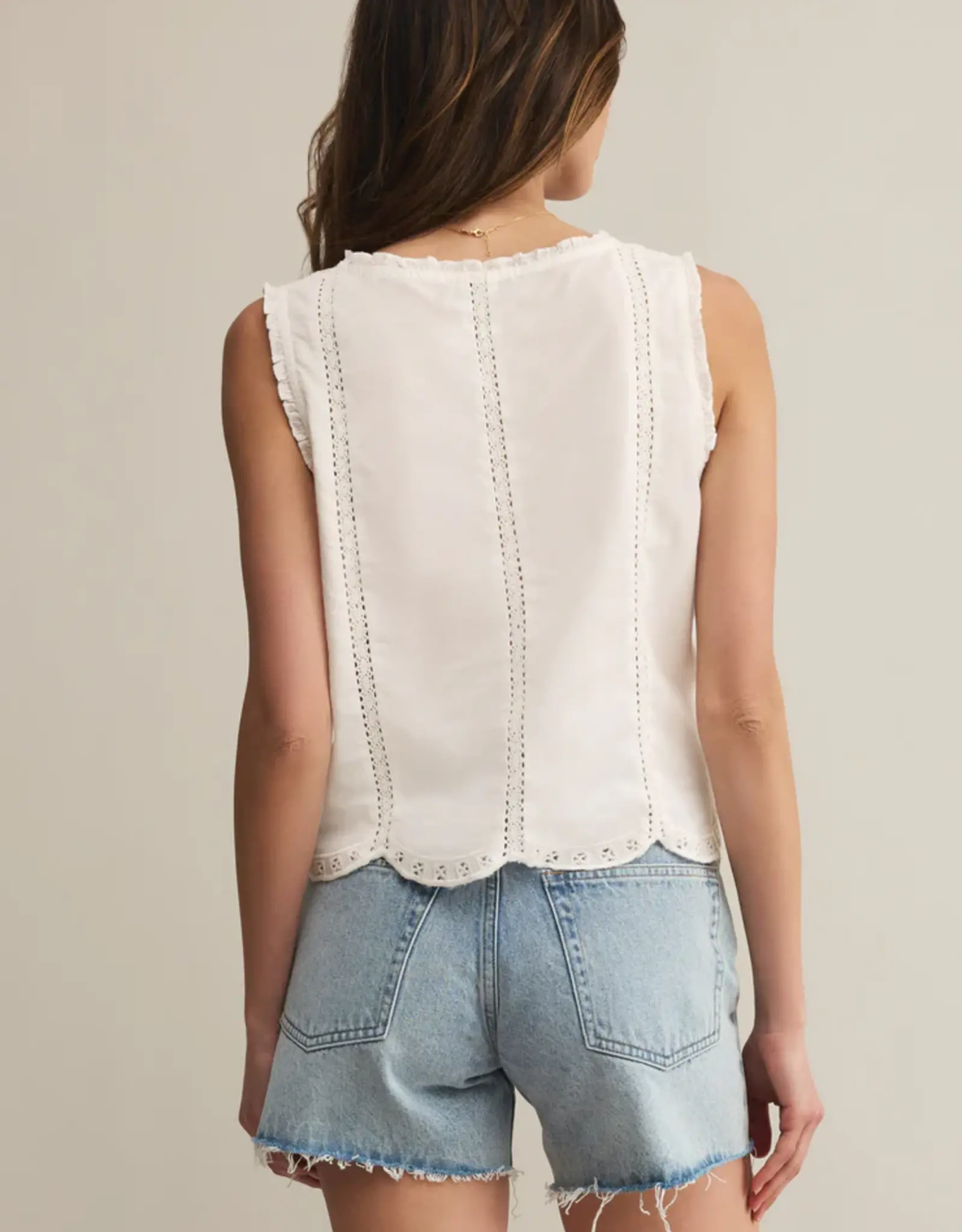 Z Supply Tomi Embroidered Tank White