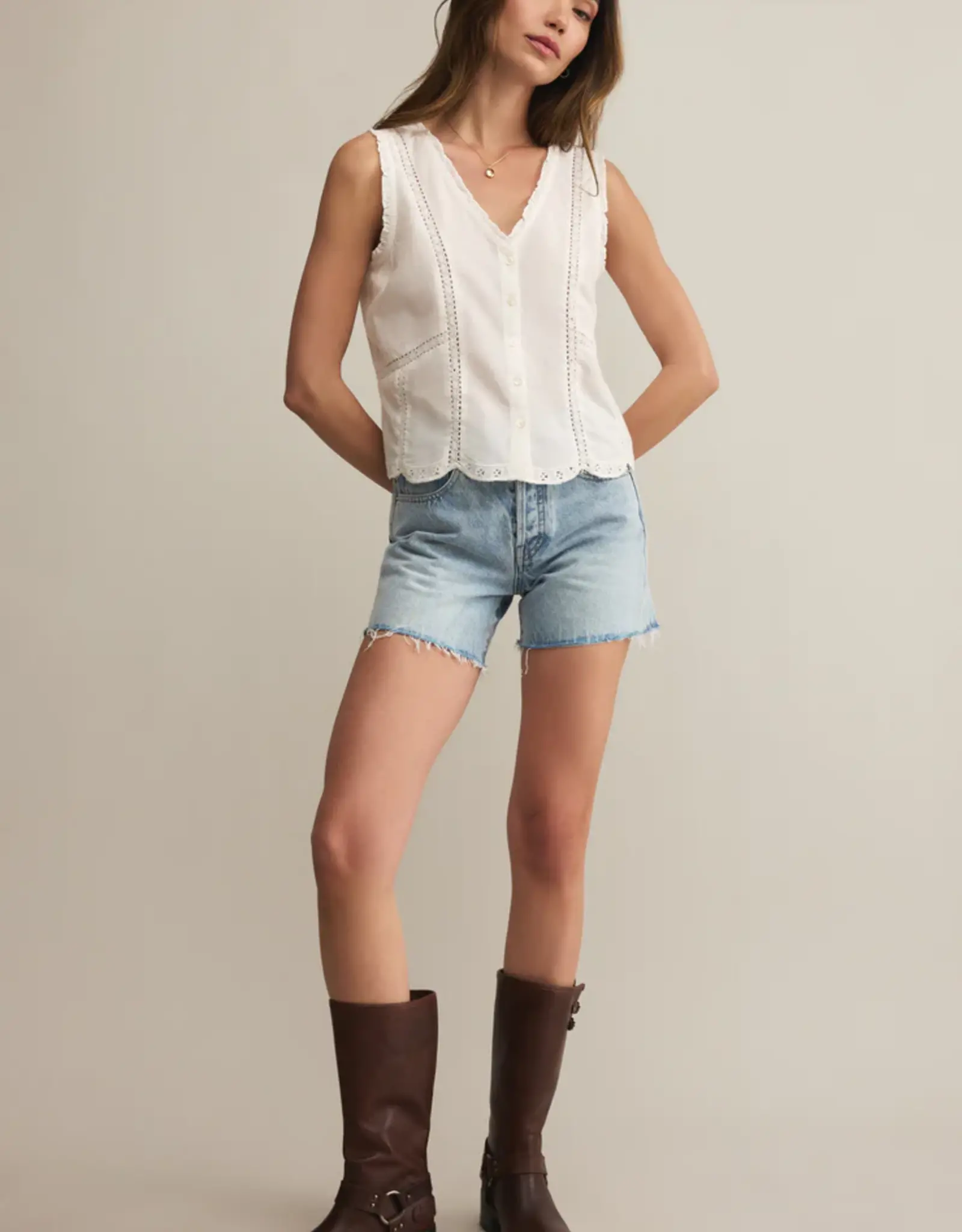 Z Supply Tomi Embroidered Tank White