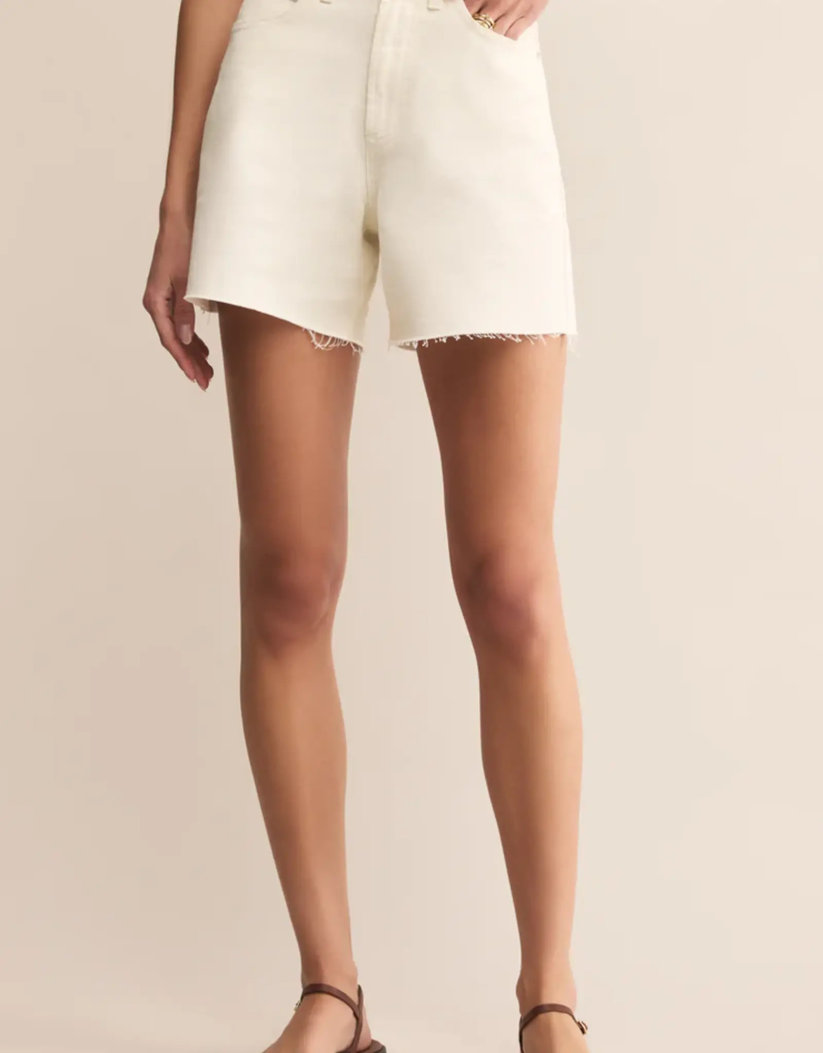 Z Supply Porter Denim Short Off White