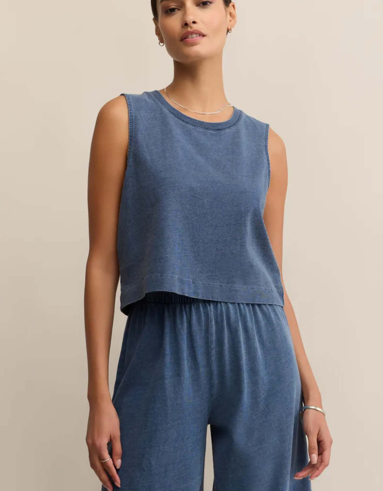 Z Supply Sloane Jersey Denim Muscle Vintage Indigo