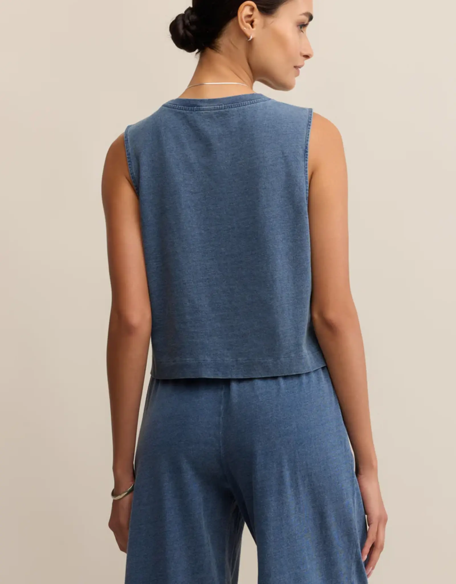 Z Supply Sloane Jersey Denim Muscle Vintage Indigo