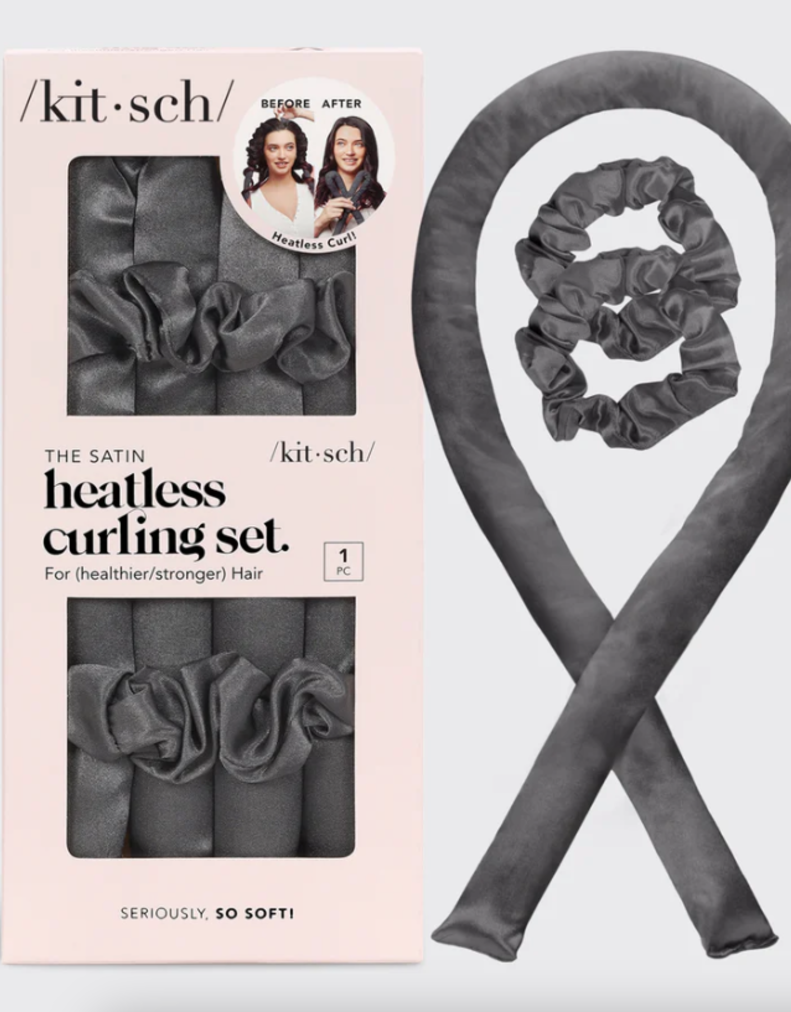 Satin Heatless Curling Set Charcoal