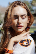 Earrings Drop Hoop Auburn Tiger Resin Logo Navy