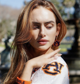 Earrings Drop Hoop Auburn Tiger Resin Logo Navy