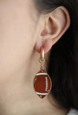 Earrings Game Day Enamel Football Drop Hoop Worn Gold 2.3"