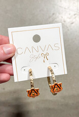 Auburn Tigers Enamel Logo Hoop Earrings in Navy/Burnt Orange