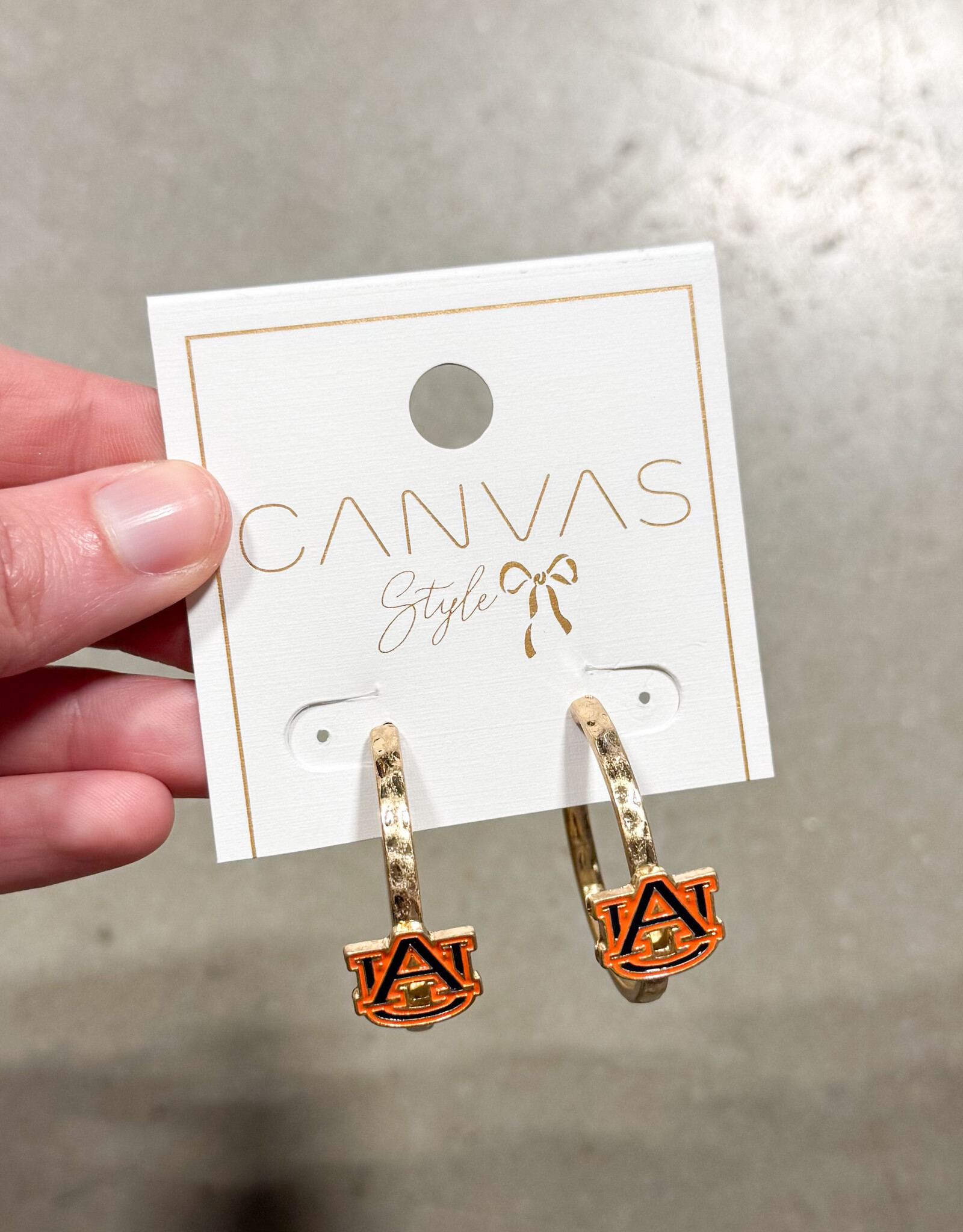 Auburn Tigers Enamel Logo Hoop Earrings in Navy/Burnt Orange