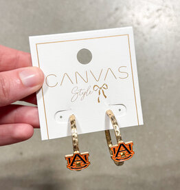 Auburn Tigers Enamel Logo Hoop Earrings in Navy/Burnt Orange