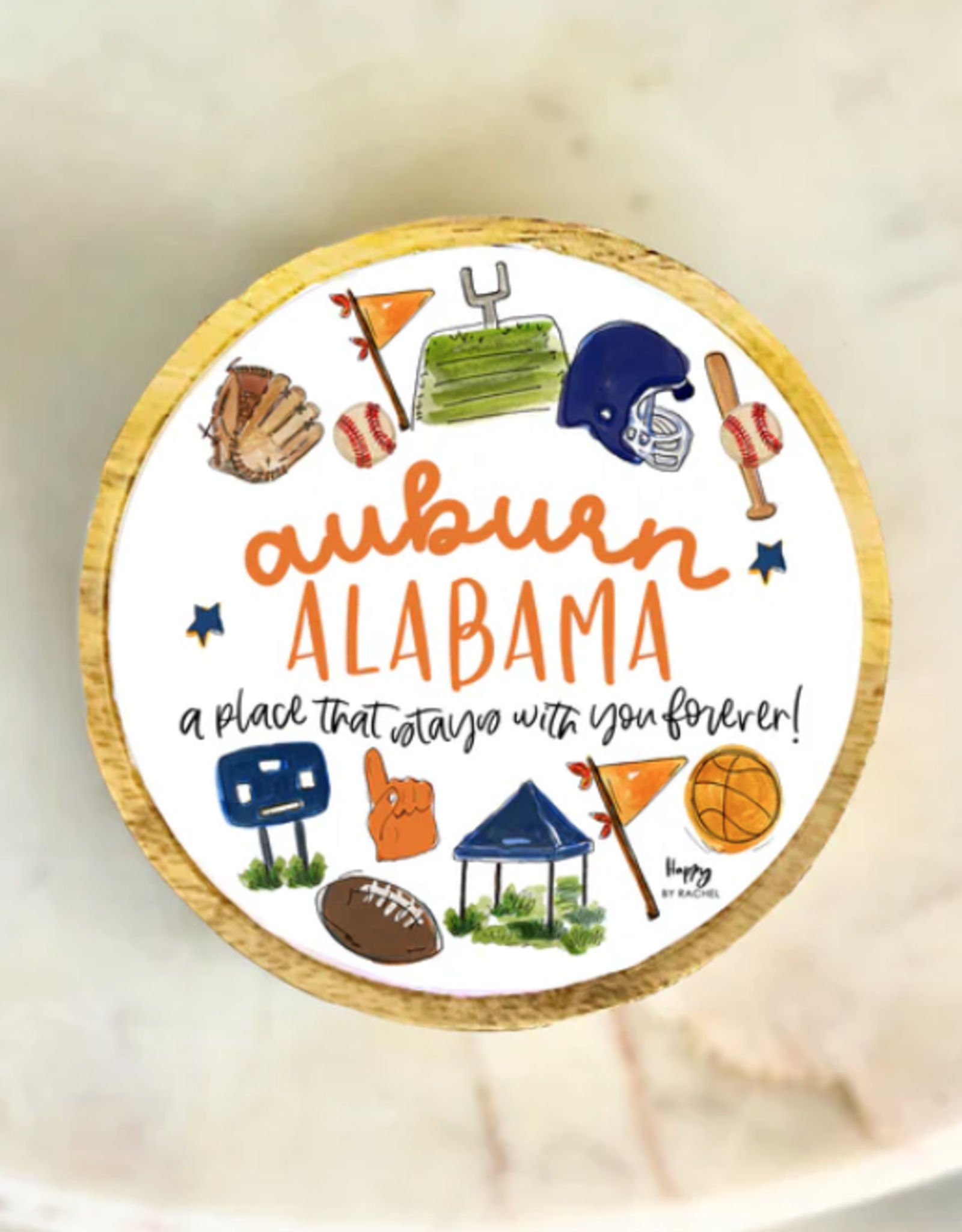 Happy By Rachel Auburn AL Wood & Enamel Small Tray