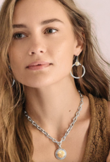 Mosaic Round 2 Tone Pendant Necklace
