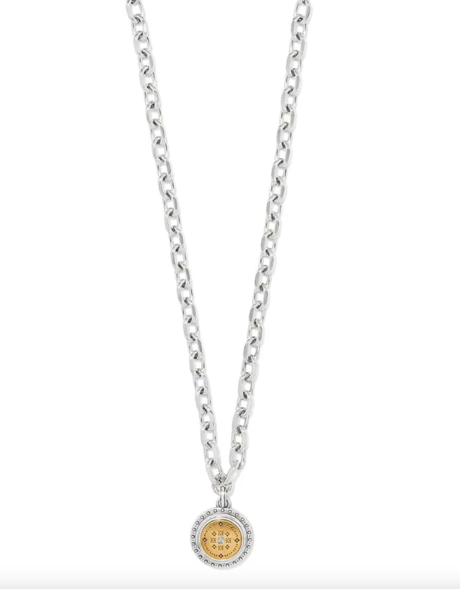 Mosaic Round 2 Tone Pendant Necklace