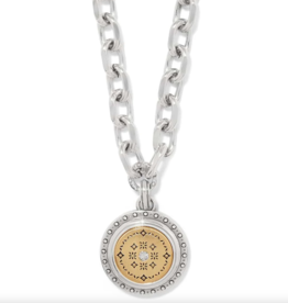 Mosaic Round 2 Tone Pendant Necklace