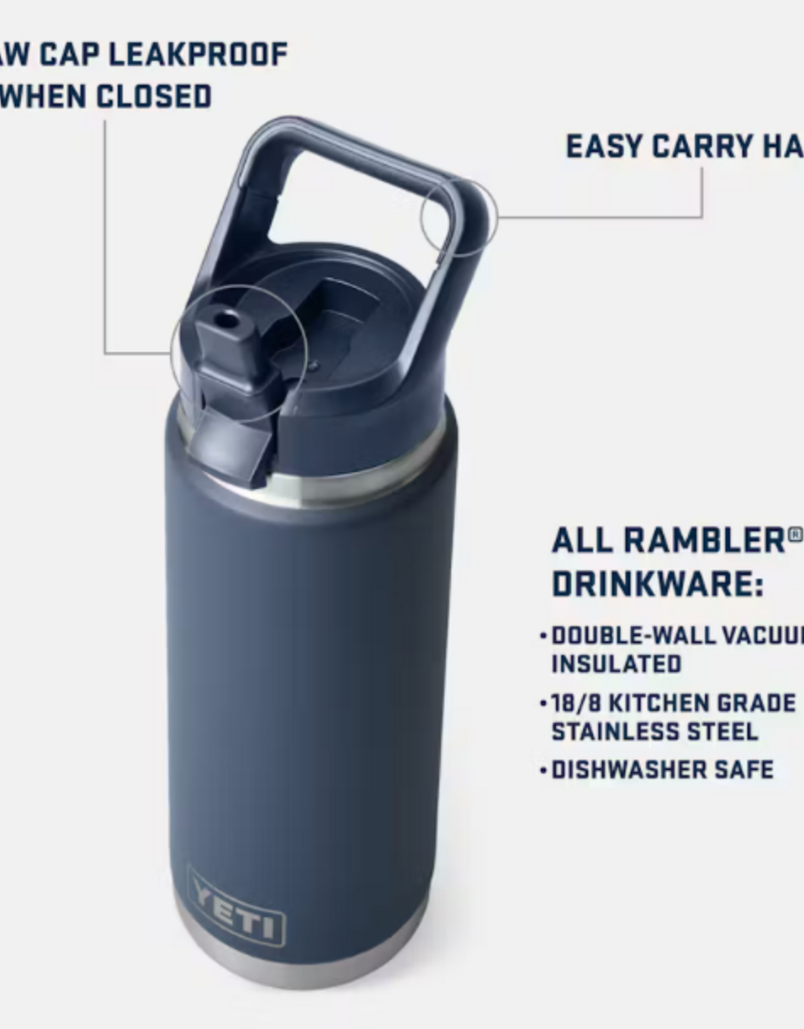 Rambler 26oz Straw Bottle Black Forest Green