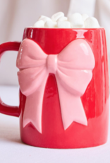 Ceramic Bow Mug Red & Pink