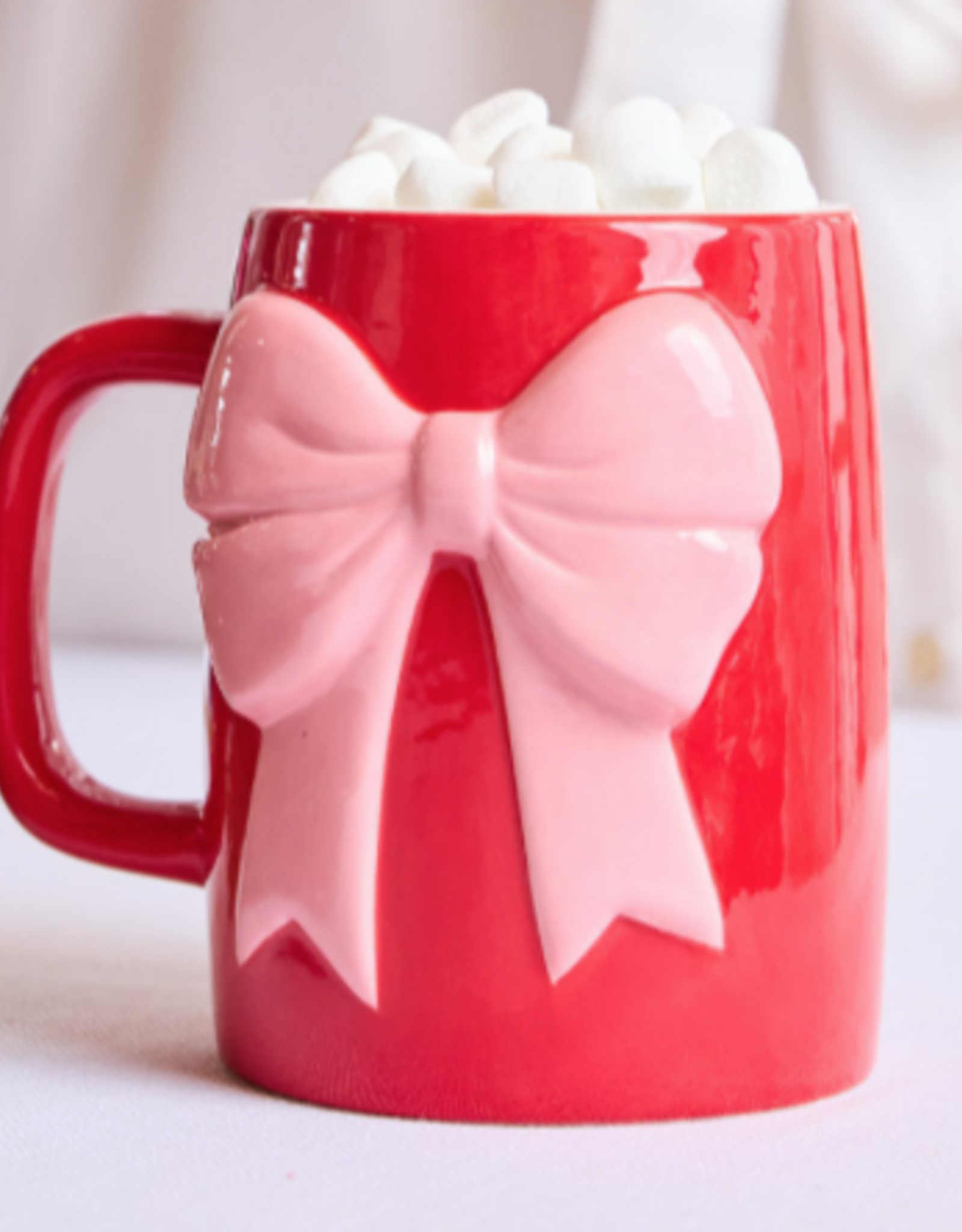 Ceramic Bow Mug Red & Pink