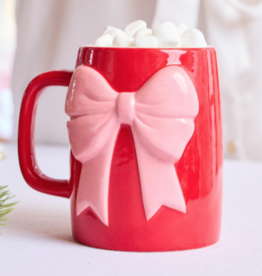 Ceramic Bow Mug Red & Pink