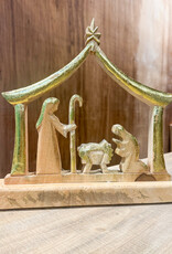 Wood Manger Nativity
